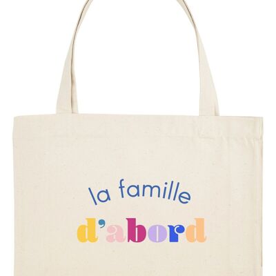 LARGE NATURAL TOTE FAMILY FIRST