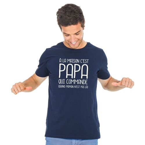 TSHIRT NAVY A LA MAISON C'EST PAPA QUI COMMANDE 2 WAF