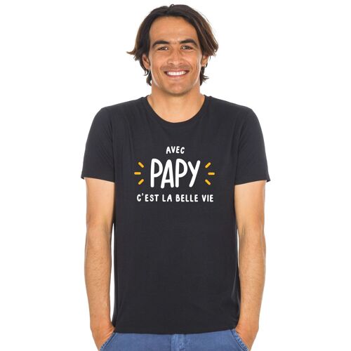 TSHIRT NOIR AVEC PAPY C'EST LA BELLE VIE