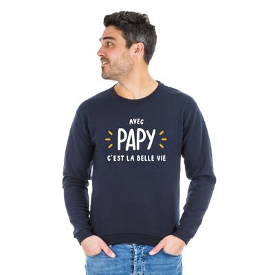 SWEAT NAVY AVEC PAPY C'EST LA BELLE VIE