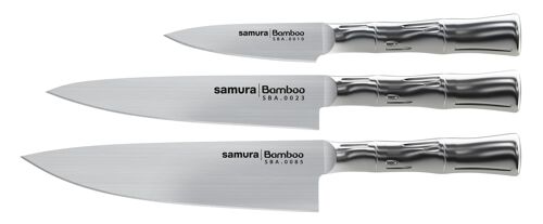 BAMBOO Сhef's Essential Knife Set: Paring knife, Utility knife,  Chef-SBA-0220