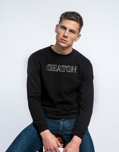 SWEAT HOMME NOIR CHATON