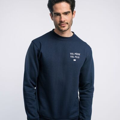 MARINEBLAUES HERREN-SWEATSHIRT „LIKE VATER WIE SOHN HERZ“.