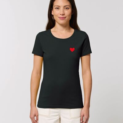 SCHWARZES T-Shirt mit kleinem Herz-Design
