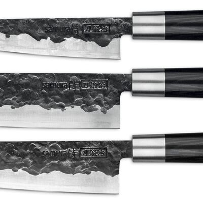 FABBRO Set di 3 coltelli: Utility 16cm, Nakiri 17cm, Santoku 18cm-SBL-0220