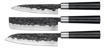 FORGERON Set de 3 couteaux : Utility 16cm, Nakiri 17cm, Santoku 18cm-SBL-0220