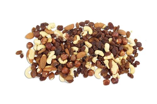 Mélange Epicurien (Raisins secs Sultanines, noix de cajou, noix du brésil, amandes, noisettes)