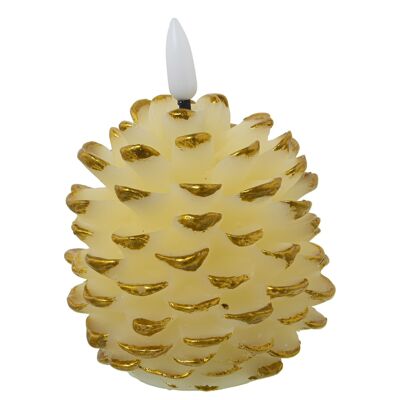 GOLD PINEAPPLE WAX LED CANDLE, WITH SWITCH °8X13CM, BATTERY: 1XCR2032 INCLUDING ST29452