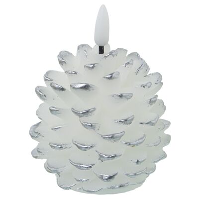SILVER PINEAPPLE WAX LED CANDLE, WITH SWITCH °8X13CM, BATTERY: 1XCR2032 INCLUDING ST29453