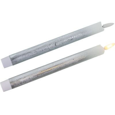 SILVER WAX LED CANDLE WITH SWITCH °2X24CM BATTERIES: 2XAAA NOT INCLUDED ST29455