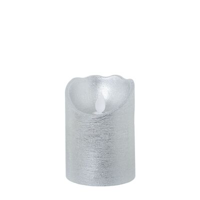 SILVER WAX LED CANDLE, WITH SWITCH °7.5X10CM, BATTERIES: 2XAA NOT INCL ST29438