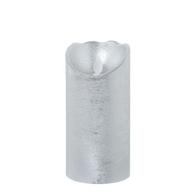 SILVER WAX LED CANDLE, WITH SWITCH °7.5X15CM, BATTERIES: 2XAA NOT INCL ST29441