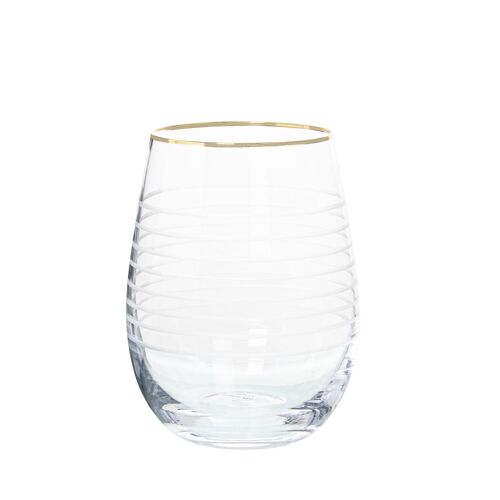 VASO CRISTAL TRANSPARENTE 400ML TALLADO C/FILO ORO _°8,5X11,5CM, APTO LAVAVAJILLA ST15023