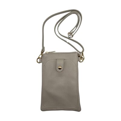 ALINA BEIGE GRAINED LEATHER PHONE BAG