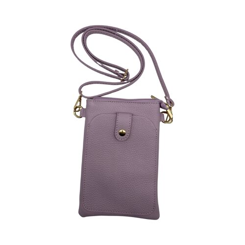 SAC TELEPHONE CUIR GRAINE ALINA LILAS