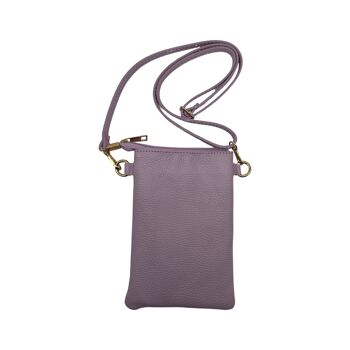 SAC TELEPHONE CUIR GRAINE ALINA LILAS 2