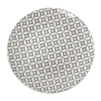 VAISSELLE 18 PIÈCES PORCELAINE GRIS ESTAMPILLÉE, ASSIETTE PLATE:ø27CM _DESSERT:°19CM, PROFONDE:°20X4CM ST7263 4