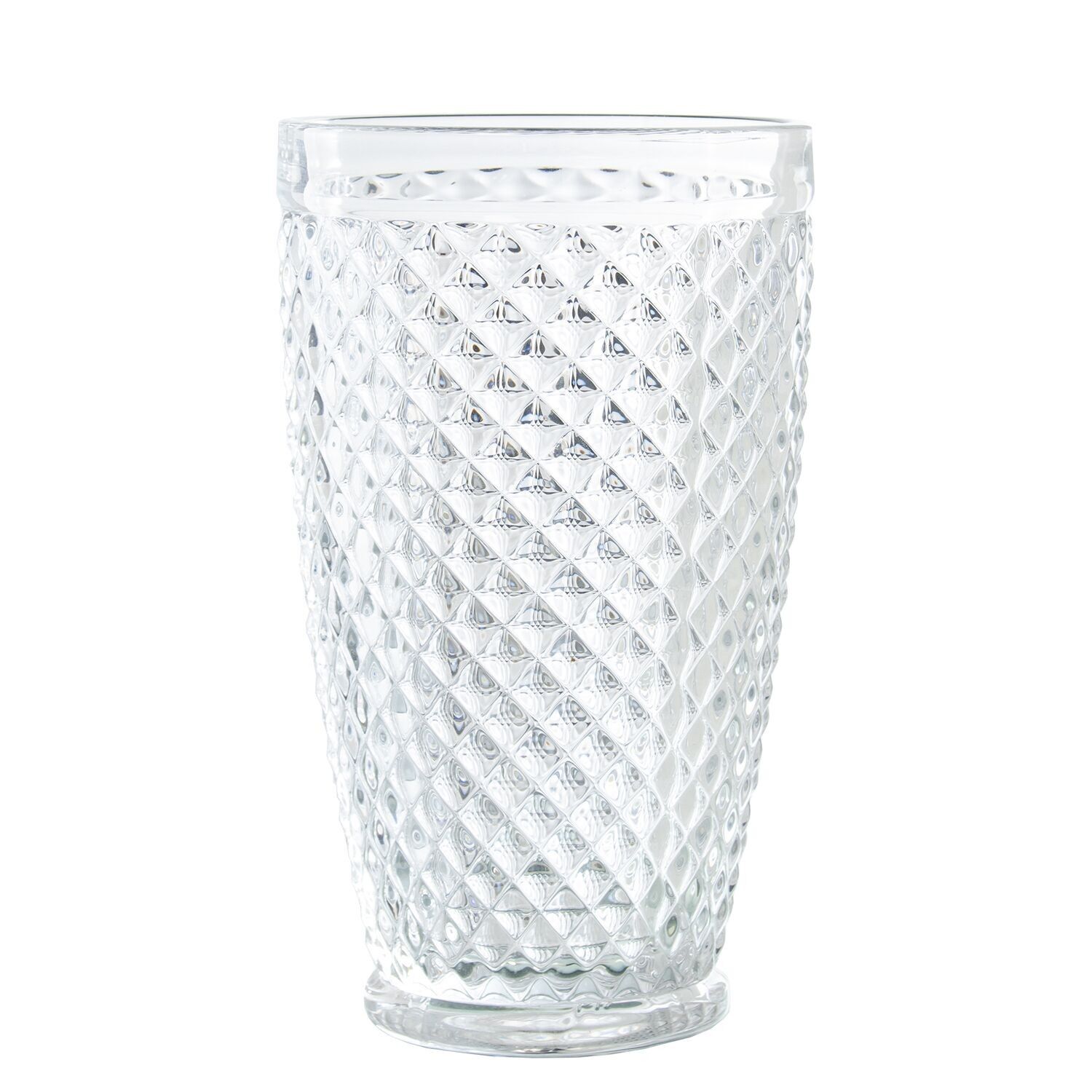 Bicchiere alto, vetro trasparente, 400 ml, decorativo.diamante 8,5x15cm, lavabile in lavastoviglie st14959