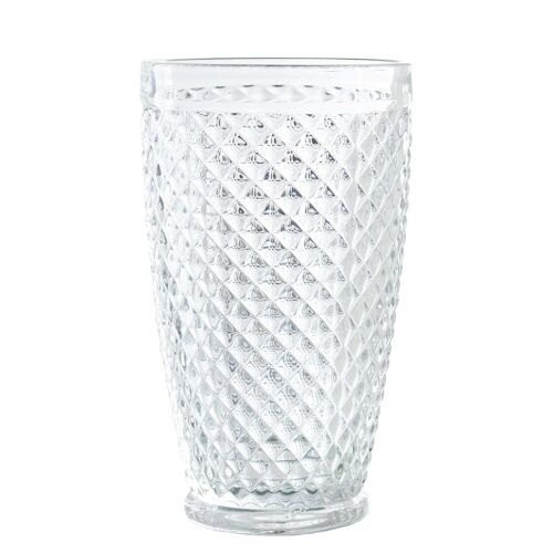 VASO ALTO CRISTAL TRANSPARENTE400 ML DECO. DIAMANTE °8,5X15CM, APTO LAVAVAJILLAS ST14959