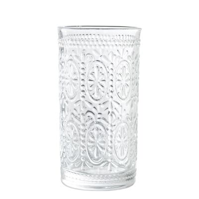 HIGH TRANSPARENT GLASS GLASS400ML DECO. FLOWER °8.5X15CM, DISHWASHER SUITABLE ST14985