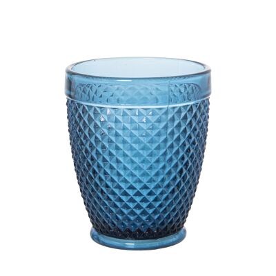 LOW BLUE GLASS GLASS 300MLDECO. DIAMOND °9X10.5CM, DISHWASHER SUITABLE ST15016