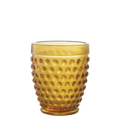 VASO BAJO CRISTAL MOSTAZA 300ML DECO. ESFERAS _°9X10,5CM, APTO LAVAVAJILLAS ST14980