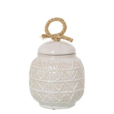TIBOR CERAMICA BIANCA CON CORDA NEL COPERCHIO _°15X18CM ST51190