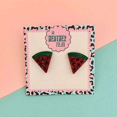 Watermelon Slice Stud Earrings