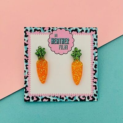Carrot Glitter Stud Earrings