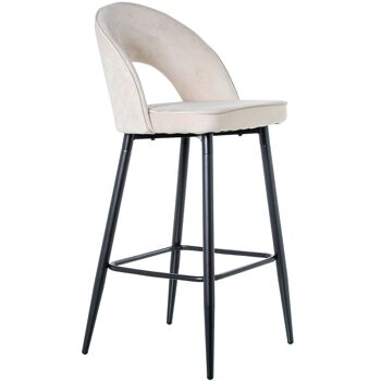 TABOURET VELOURS BEIGE PIEDS MÉTAL NOIR _44X50X105CM DE HAUT. SIÈGE:65CM ST61098 1