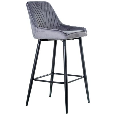 SGABELLO IN VELLUTO GRIGIO GAMBE IN METALLO NERO _45X56X102CM ALTO.SEDE:72CM ST61179