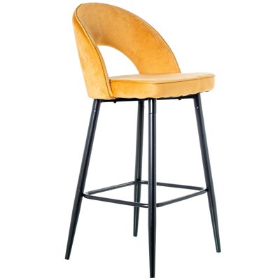 TABOURET VELOURS MOUTARDE PIEDS MÉTAL NOIR _44X50X105CM DE HAUT. SIÈGE:65CM ST61177