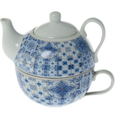 TAZA C/TETERA CERÁMICA _TETERA:9X9X14CM TAZA:10X5CM ST7131