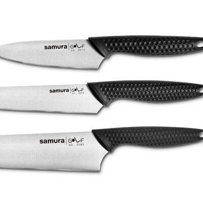 GOLF Set of 3 knives and brush block-SG-04