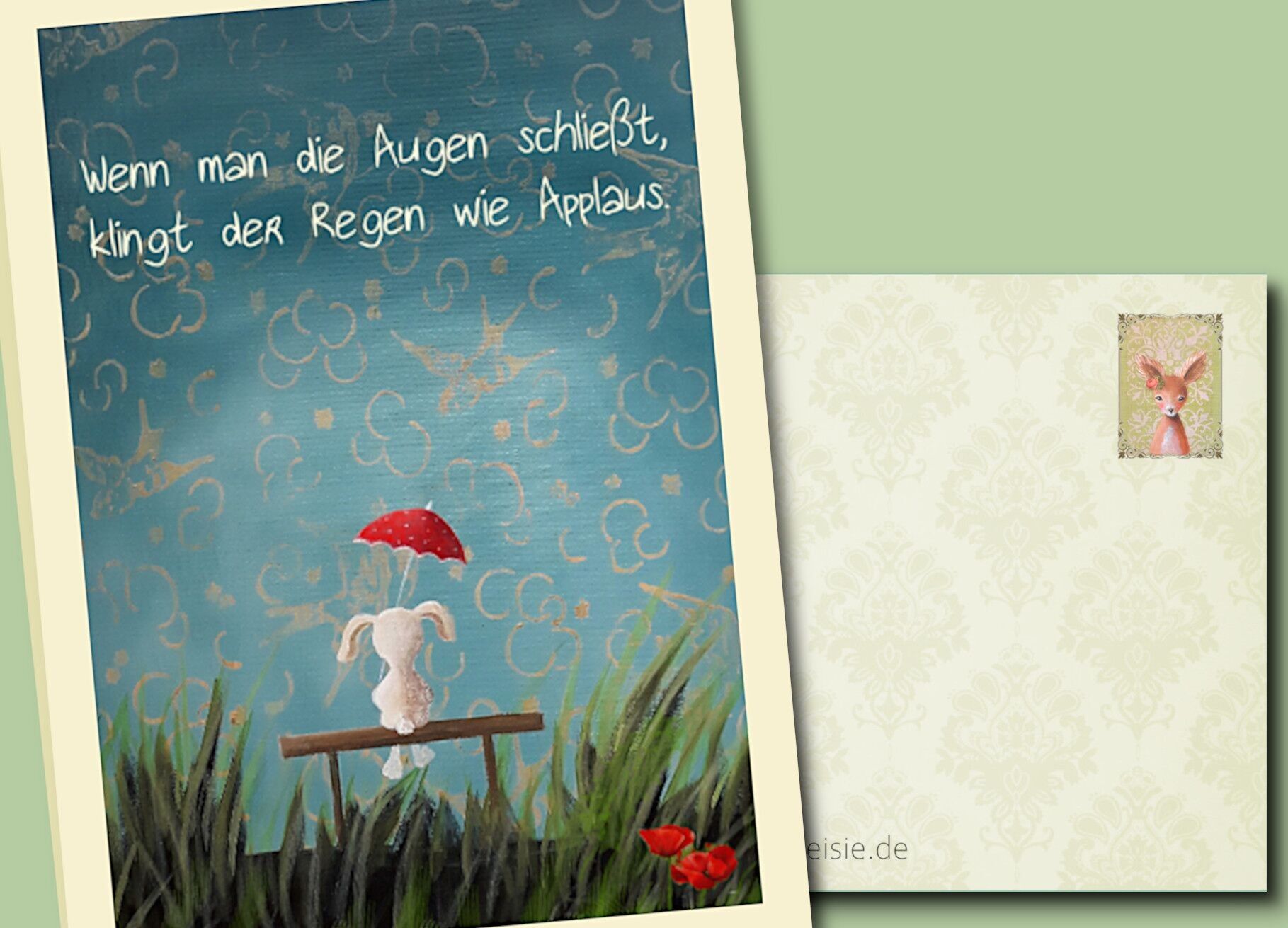 Postcard "Hare in the Rain"