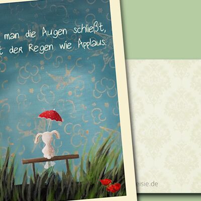 Cartolina "Lepre sotto la pioggia"