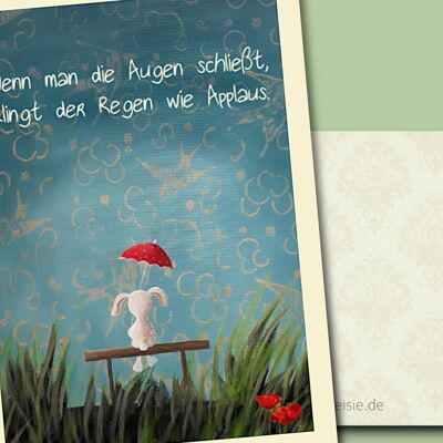 Postkarte "Hase im Regen"
