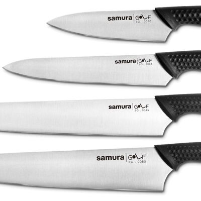 Juego de 4 cuchillos GOLF: Cortar 10cm, Utilitario 16cm, Cortar 25cm, Chef's 22cm-SG-0240