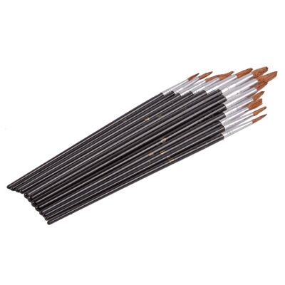 Set di pennelli per artisti in legno nero da 12 pezzi - Di Blackspur