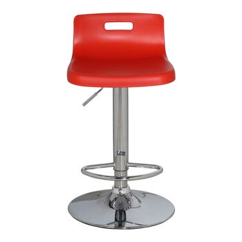 TABOURET EN ACIER CHROMÉ.AVEC SIÈGE PP ROUGE, HAUTEUR RÉGLABLE 39X32X75/88CM, BASE:°43CM ST44130 2