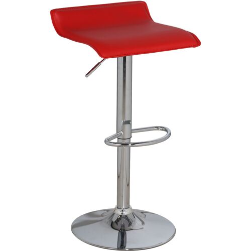 TABURETE ACERO CROMADO, ASIENTO POLIPIEL ROJO 39X39X65/85CM, BASE:°41CM ST44133