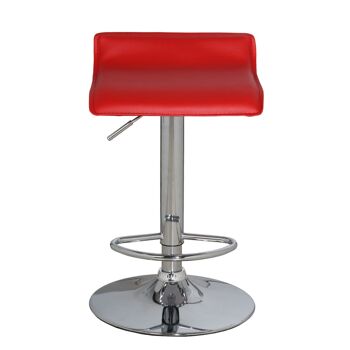 TABOURET ACIER CHROME, ASSISE CUIR ROUGE 39X39X65/85CM, PIETEMENT:°41CM ST44133 2