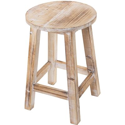 WHITE WOODEN STOOL DECAPÉ _32X30X48CM, FIR ST36437