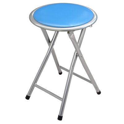 BLUE METAL FOLDING STOOL WITH SAFETY LOCK °30X45CM, PVC PADDED SEAT ST84135
