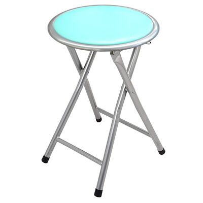 TABOURET PLIANT/VERROU DE SÉCURITÉ EN MÉTAL VERT °30X45CM, ASSISE REMBOURRÉE PVC ST84133