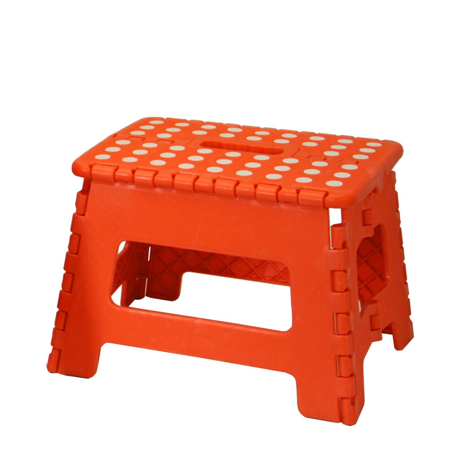 Taburete plegable pp naranja 32x25x22cm, asiento:29x22cm st81514
