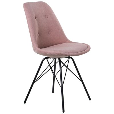 SEDIA IN TESSUTO ROSA GAMBE IN METALLO NERO, TESSUTO POLIESTERE 48X55X85CM, ALTA.SEDE:50CM ST84153