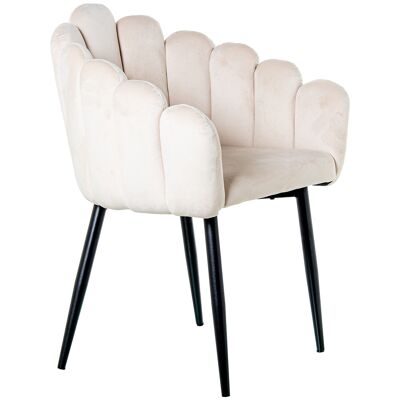 SEDIA IN VELLUTO BEIGE CON GAMBE IN METALLO NERO _60X62X82CM ST61095