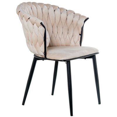 BEIGE VELVET CHAIR WITH BLACK METAL LEGS _61X68X82CM ST61087