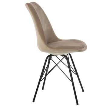 CHAISE EN VELOURS BEIGE AVEC PIEDS EN MÉTAL NOIR 48X55X83CM, HAUTE.ASSISE:50CM ST83833 2